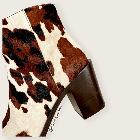 RARE Frye Georgia Short Cow Pattern Fur Leather Cowboy Pull On Western AnkleBoot - Picture 14 of 15